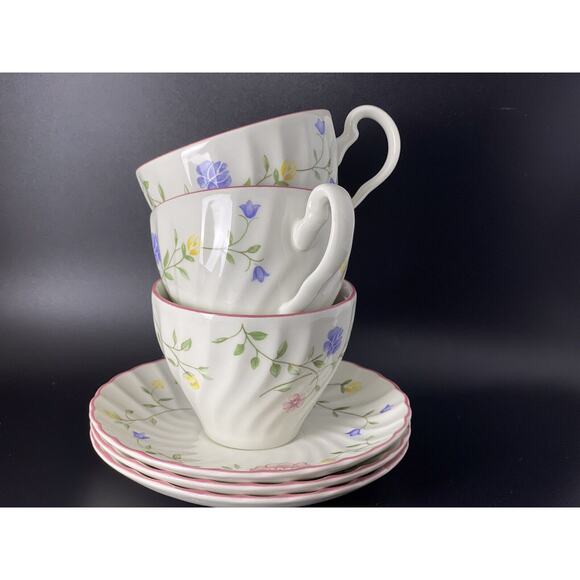 Johnson Brothers England "Summer Chintz" 6Pc. Coffee Tea Cup Saucer Set For 3 - Picture 4 of 13
